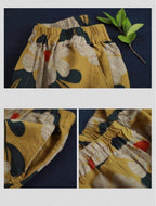 summer loose print cotton linen casual harem women pants