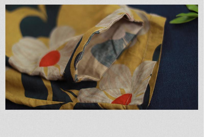 summer loose print cotton linen casual harem women pants