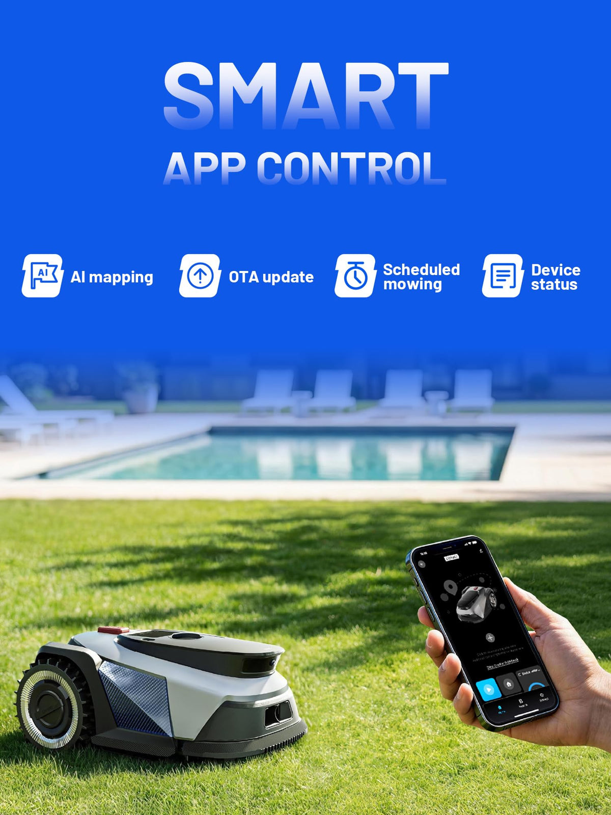 FYELD 500 Robot Lawn Mower, Robotic Lawnmower Without Boundary, Auto Mapping
