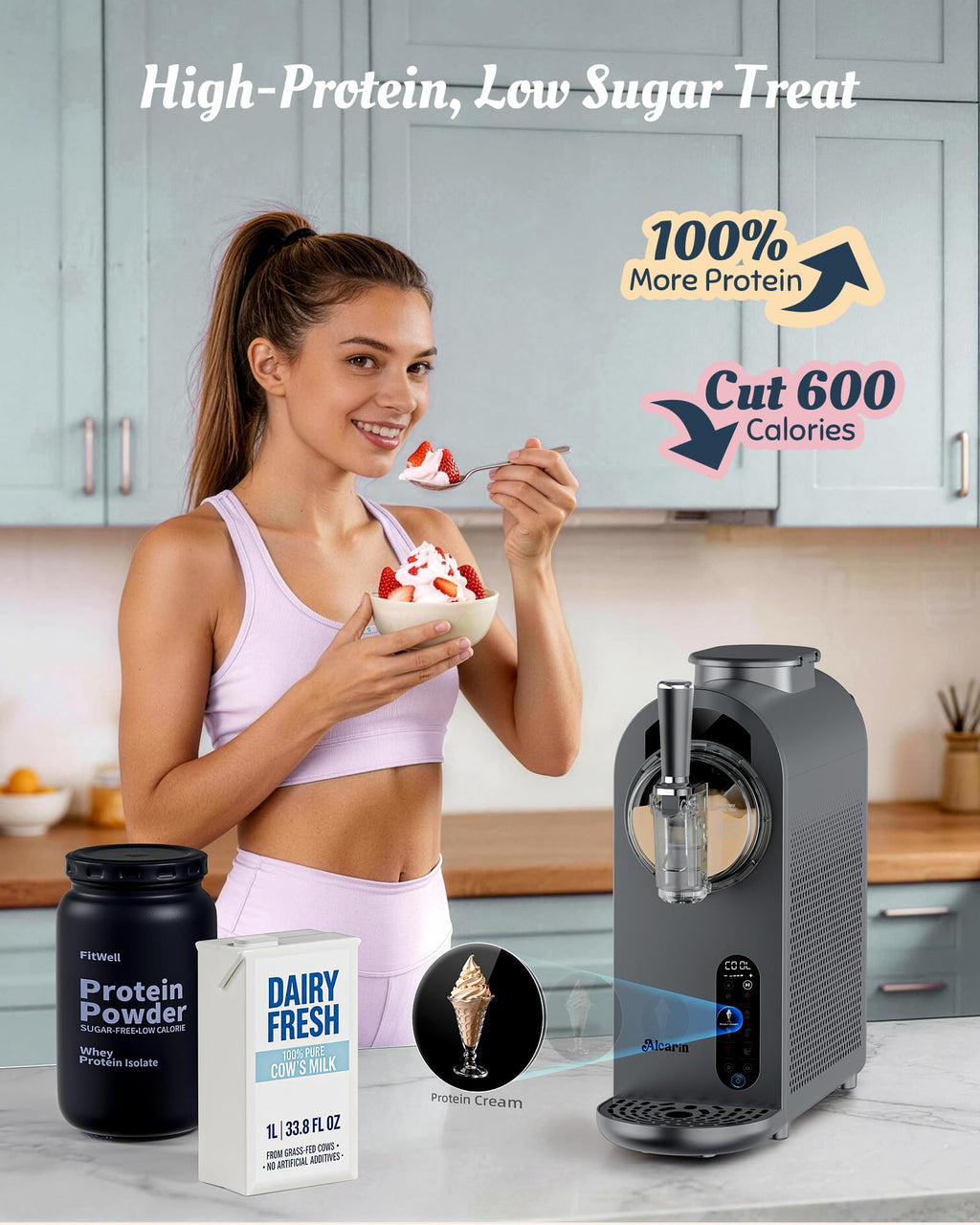 2 in 1 Slushie Machine & Soft Serve Ice Cream Maker, No Ice Needed, 8 Pre Sets, Frozen Drink, Protein Ice Cream, Milkshake, Frappe, Spiked, Sorbet and More