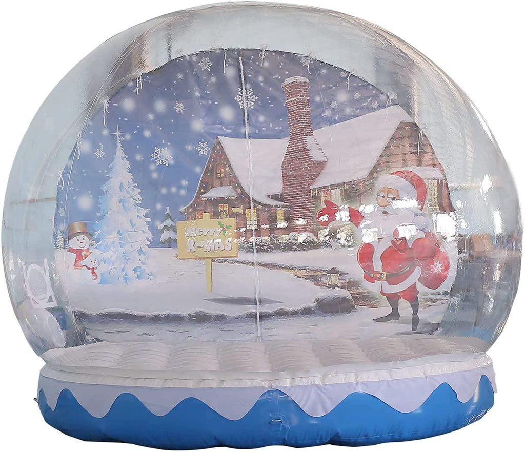 SAYOK Christmas Decoration Inflatable Snow Globe Transparent Bubble Tent with Printed Background Blower and Pump, 9.84ft
