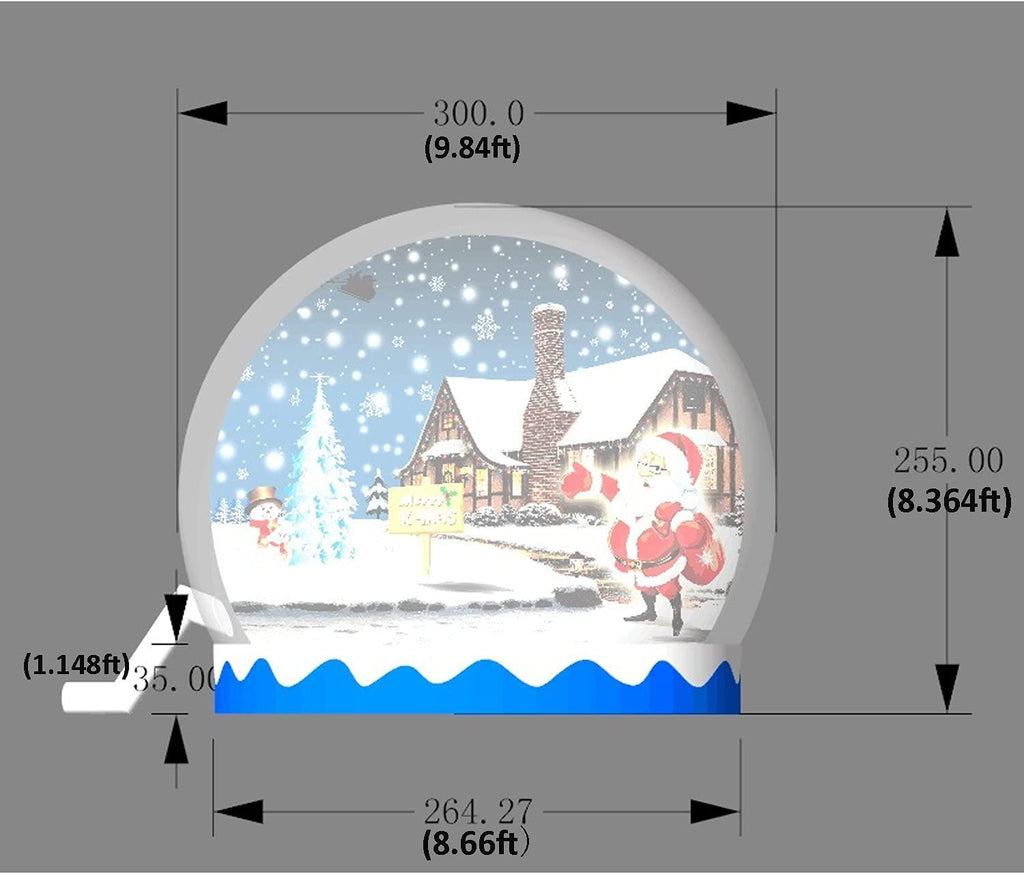 SAYOK Christmas Decoration Inflatable Snow Globe Transparent Bubble Tent with Printed Background Blower and Pump, 9.84ft