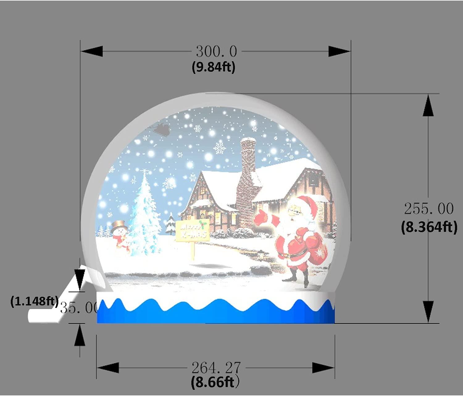 SAYOK Christmas Decoration Inflatable Snow Globe Transparent Bubble Tent with Printed Background Blower and Pump, 9.84ft