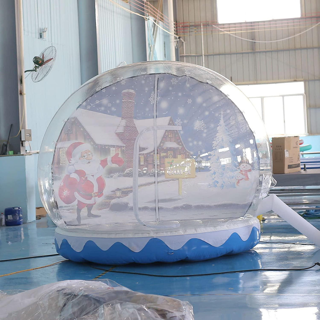 SAYOK Christmas Decoration Inflatable Snow Globe Transparent Bubble Tent with Printed Background Blower and Pump, 9.84ft