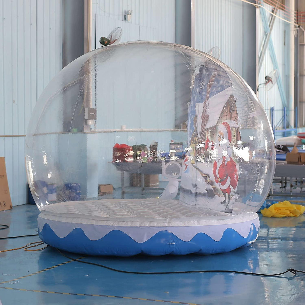 SAYOK Christmas Decoration Inflatable Snow Globe Transparent Bubble Tent with Printed Background Blower and Pump, 9.84ft