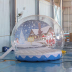 SAYOK Christmas Decoration Inflatable Snow Globe Transparent Bubble Tent with Printed Background Blower and Pump, 9.84ft