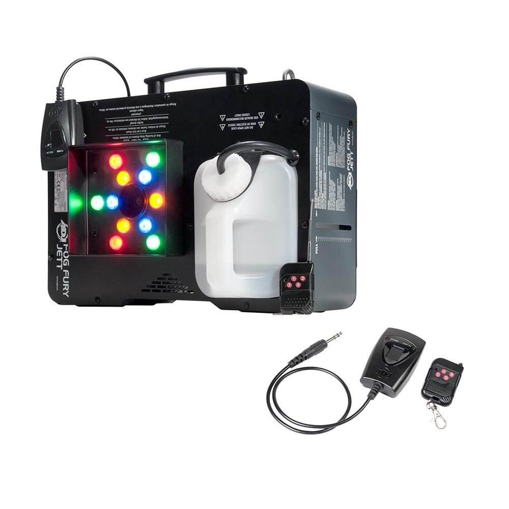 ADJ Fog Fury Jett Smoke Machine &amp; LED Lights + Eco-Fog Juice Fluid, 4 Gallons