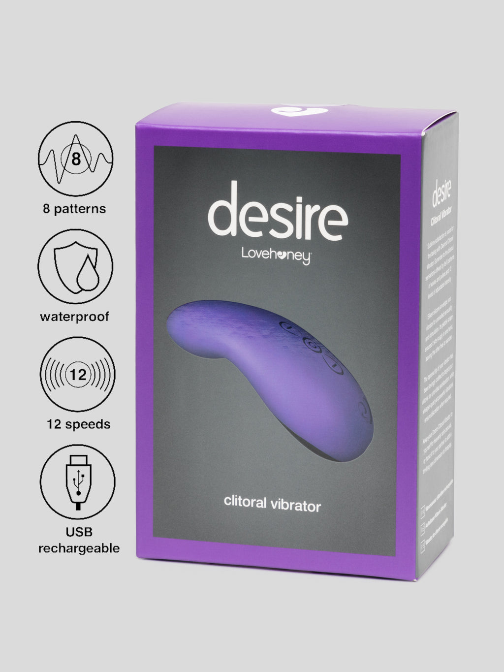 Desire Luxury Rechargeable Clitoral Vibrator, Purple