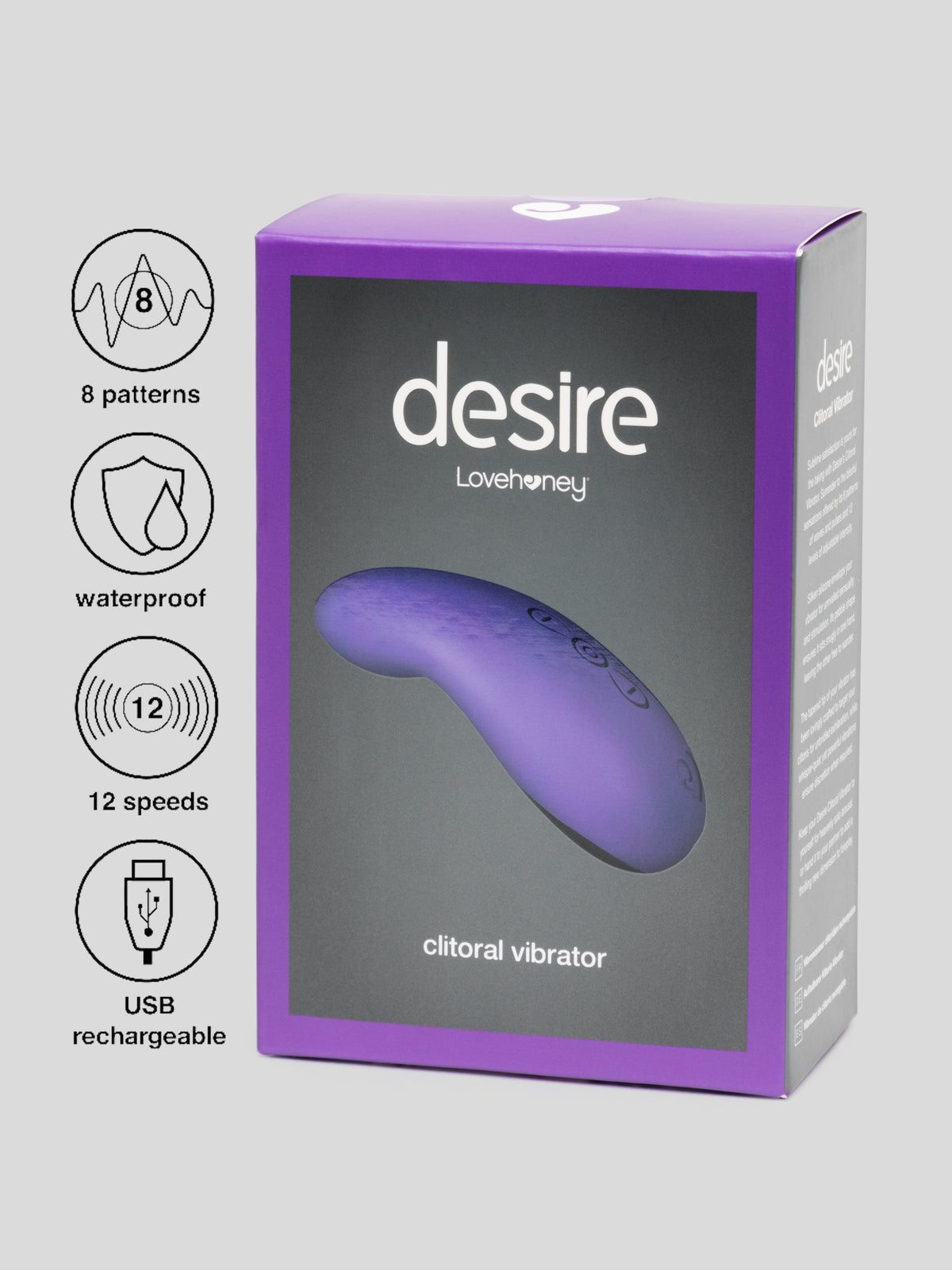 Desire Luxury Rechargeable Clitoral Vibrator, Purple