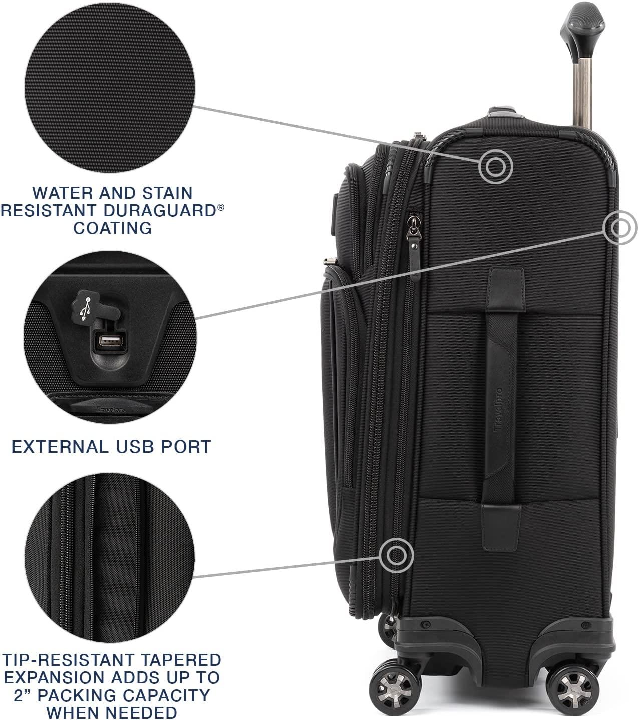 Crew Versapack Softside Expandable Spinner Wheel Luggage, Jet Black, Carry-On 21-Inch