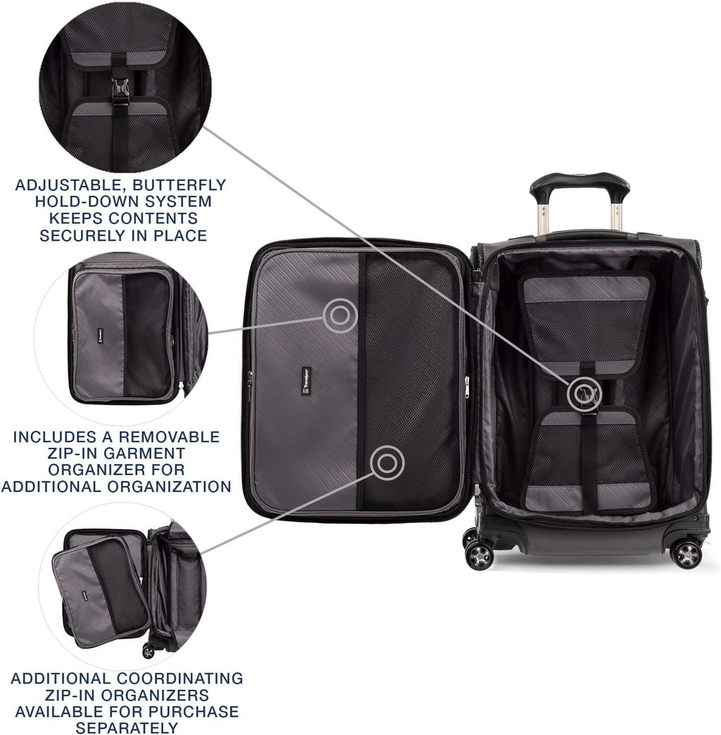 Crew Versapack Softside Expandable Spinner Wheel Luggage, Jet Black, Carry-On 21-Inch