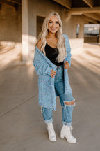 confetti chenille cardigan - baby blue