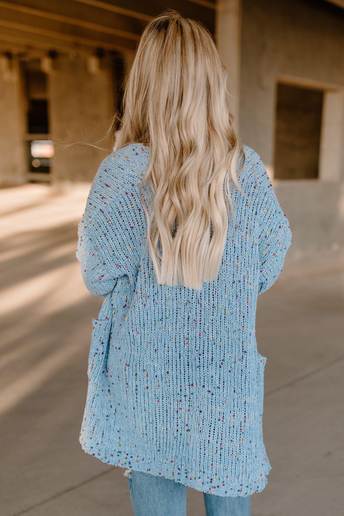 confetti chenille cardigan - baby blue