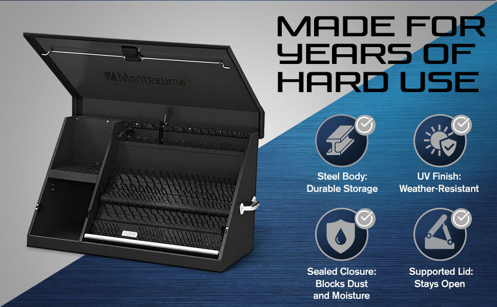 – XL450B – 36-Inch Portable  Toolbox – Multi-Tier  – 16-GauConstruction – SAE and Metric Tool Chest – Weather-Resistant Toolbox – Lock and Latching System, Black