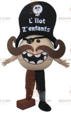 Mustachioed Pirate BIGGYMONKEYMascot Costume. Mustachioed Snowman Costume