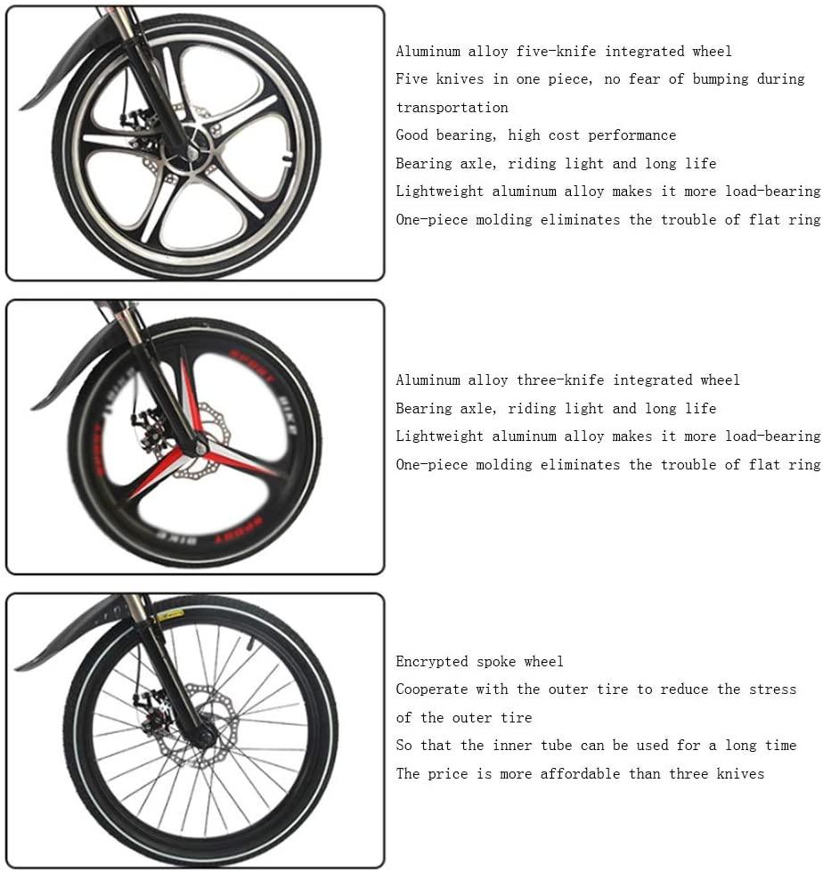 CHICAI Bike Single Speed Folding Bicycle, Double Shock Absorber, Double Disc Brake 16in/20in Wheels, Back Rack, High Carbon Steel Body (Color : Red, Size : 20in)