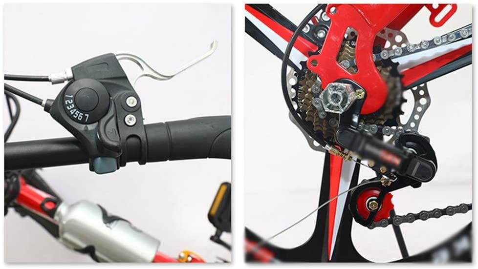 CHICAI Bike Single Speed Folding Bicycle, Double Shock Absorber, Double Disc Brake 16in/20in Wheels, Back Rack, High Carbon Steel Body (Color : Red, Size : 20in)