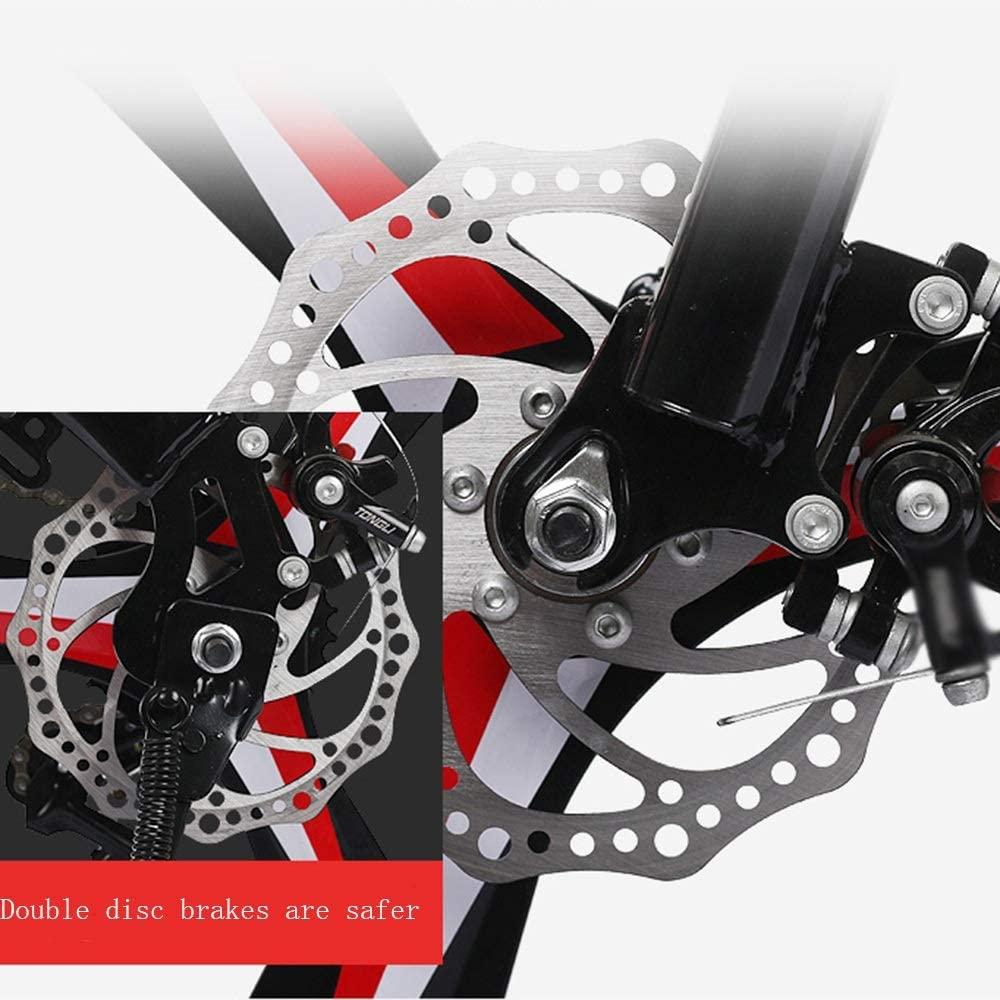 CHICAI Bike Single Speed Folding Bicycle, Double Shock Absorber, Double Disc Brake 16in/20in Wheels, Back Rack, High Carbon Steel Body (Color : Red, Size : 20in)
