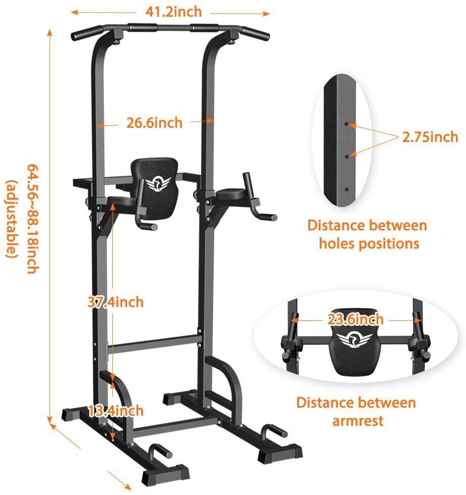 Power Tower Dip Station Pull Up Bar for Home Gym Strength Training Workout Equipment, 400LBS.