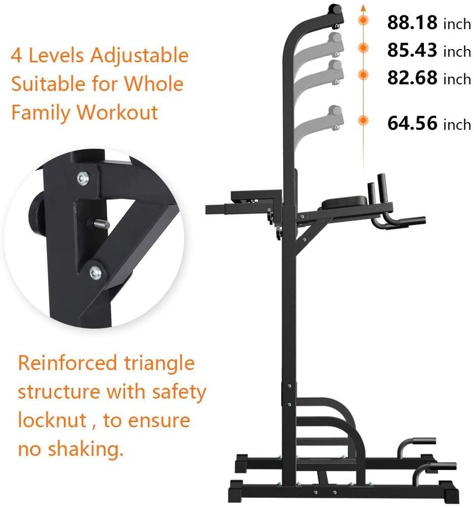 Power Tower Dip Station Pull Up Bar for Home Gym Strength Training Workout Equipment, 400LBS.
