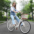 baodanla 26 Inch Women's Cruiser Bike - Unisex Classic Bicycle with Basket Retro Bicycle Unique Art Deco, Road Bike, Seaside Travel Bicycle,Fitness Cycling, Commuter Bicycle (US Fast Delivery)