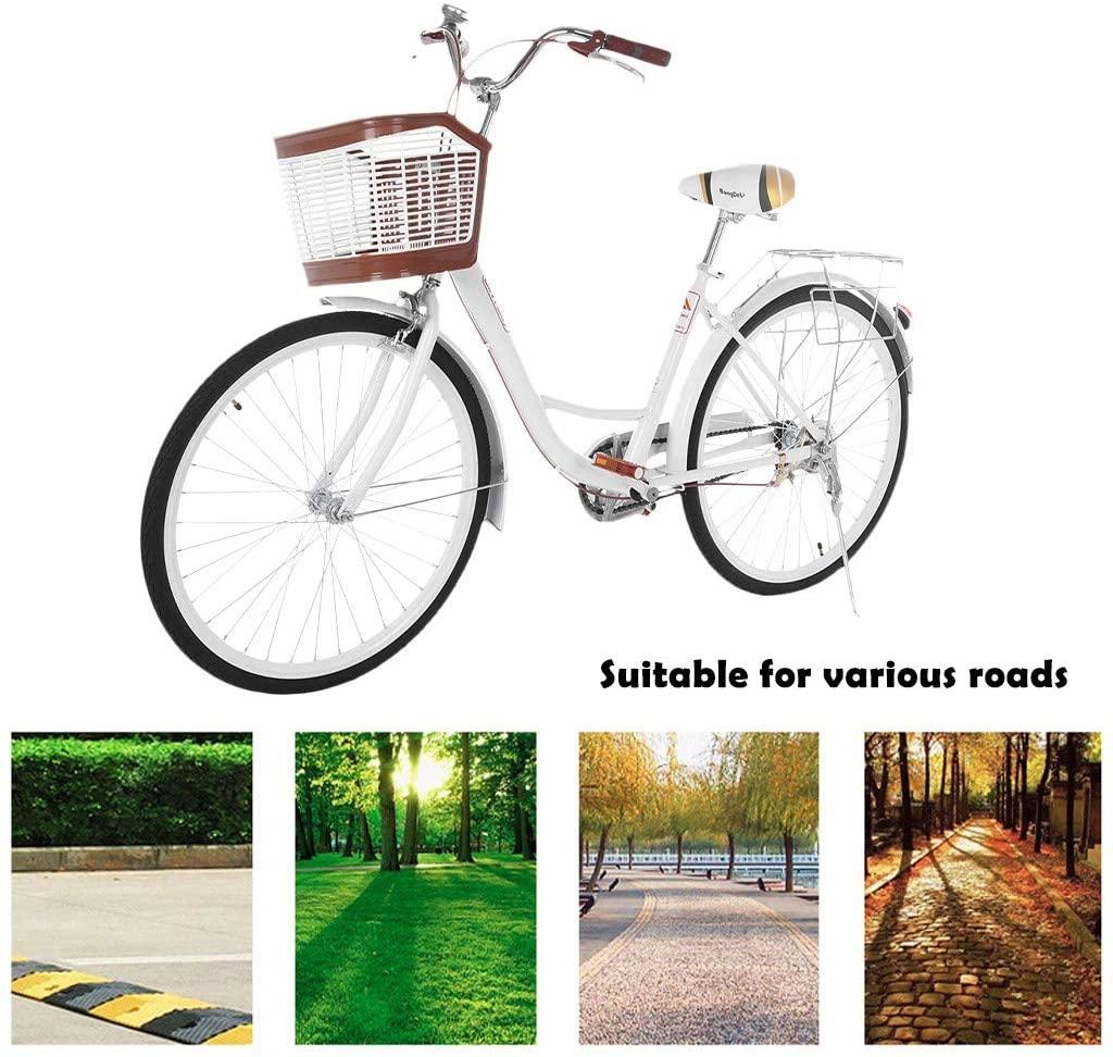 baodanla 26 Inch Women's Cruiser Bike - Unisex Classic Bicycle with Basket Retro Bicycle Unique Art Deco, Road Bike, Seaside Travel Bicycle,Fitness Cycling, Commuter Bicycle (US Fast Delivery)