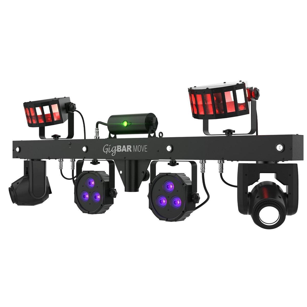 2x Chauvet DJ GigBar Move 5-in-1 Ultimate Effect Light Systems with DMX Controller &amp; Fog Machine Package