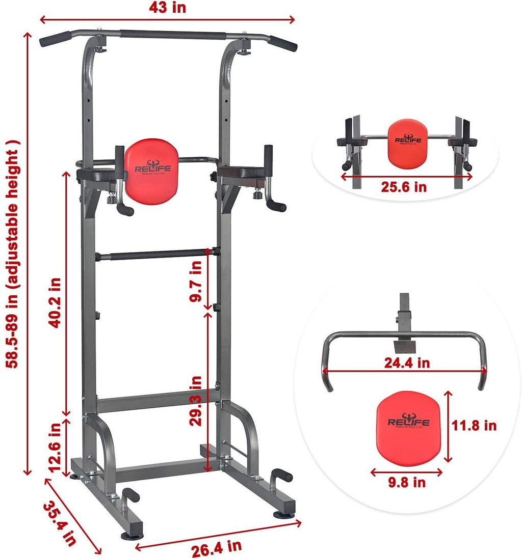 Power Tower Workout Dip Station for Home Gym Strength Training Fitness Equipment Newer Version