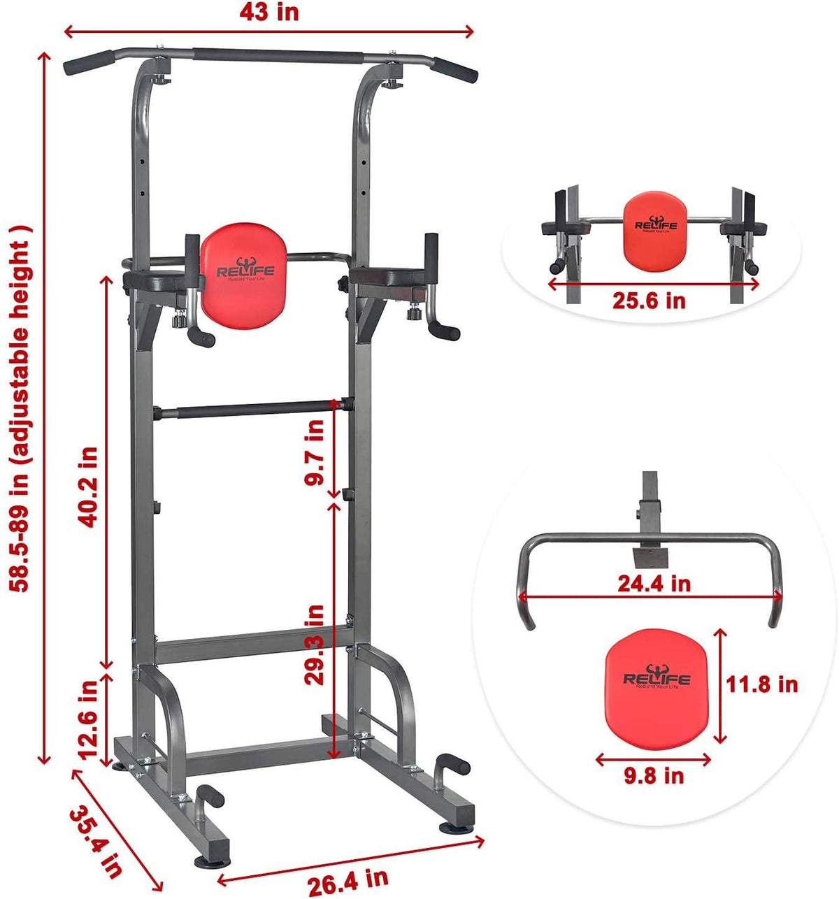 Power Tower Workout Dip Station for Home Gym Strength Training Fitness Equipment Newer Version
