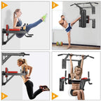 ONETWOFIT Multifunctional Wall Mounted Pull Up Bar Power Tower Set Chin Up Station Home Gym Workout Strength Training Equipment Fitness Dip Stand Supports to 330 Lbs