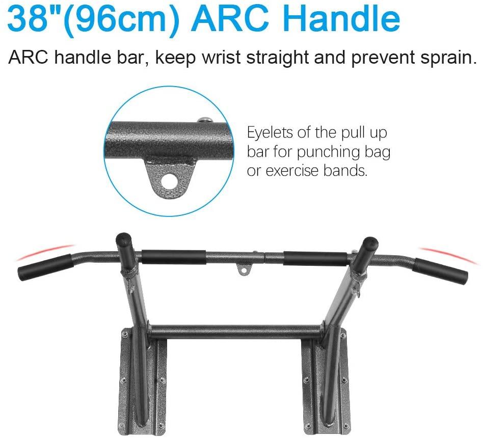 ONETWOFIT Multifunctional Wall Mounted Pull Up Bar Power Tower Set Chin Up Station Home Gym Workout Strength Training Equipment Fitness Dip Stand Supports to 330 Lbs