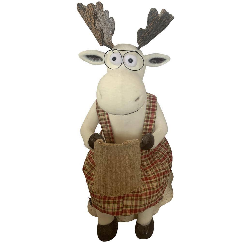 32 in. Christmas Mr. and Mrs. Moose on Stump
