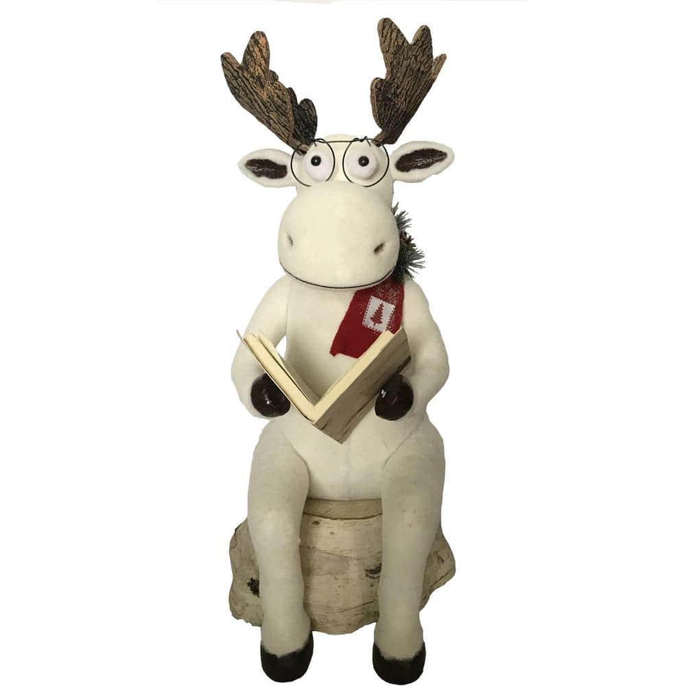 32 in. Christmas Mr. and Mrs. Moose on Stump