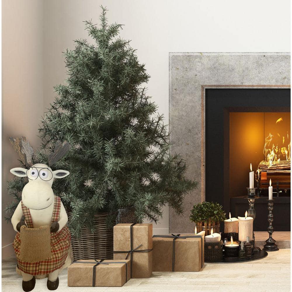 32 in. Christmas Mr. and Mrs. Moose on Stump