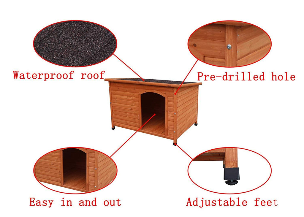 HiCaptain Waterproof Wooden Pet House Deluxe Solid Cedar Dog Kennel Universal Fits for Small Medium LarAnimals