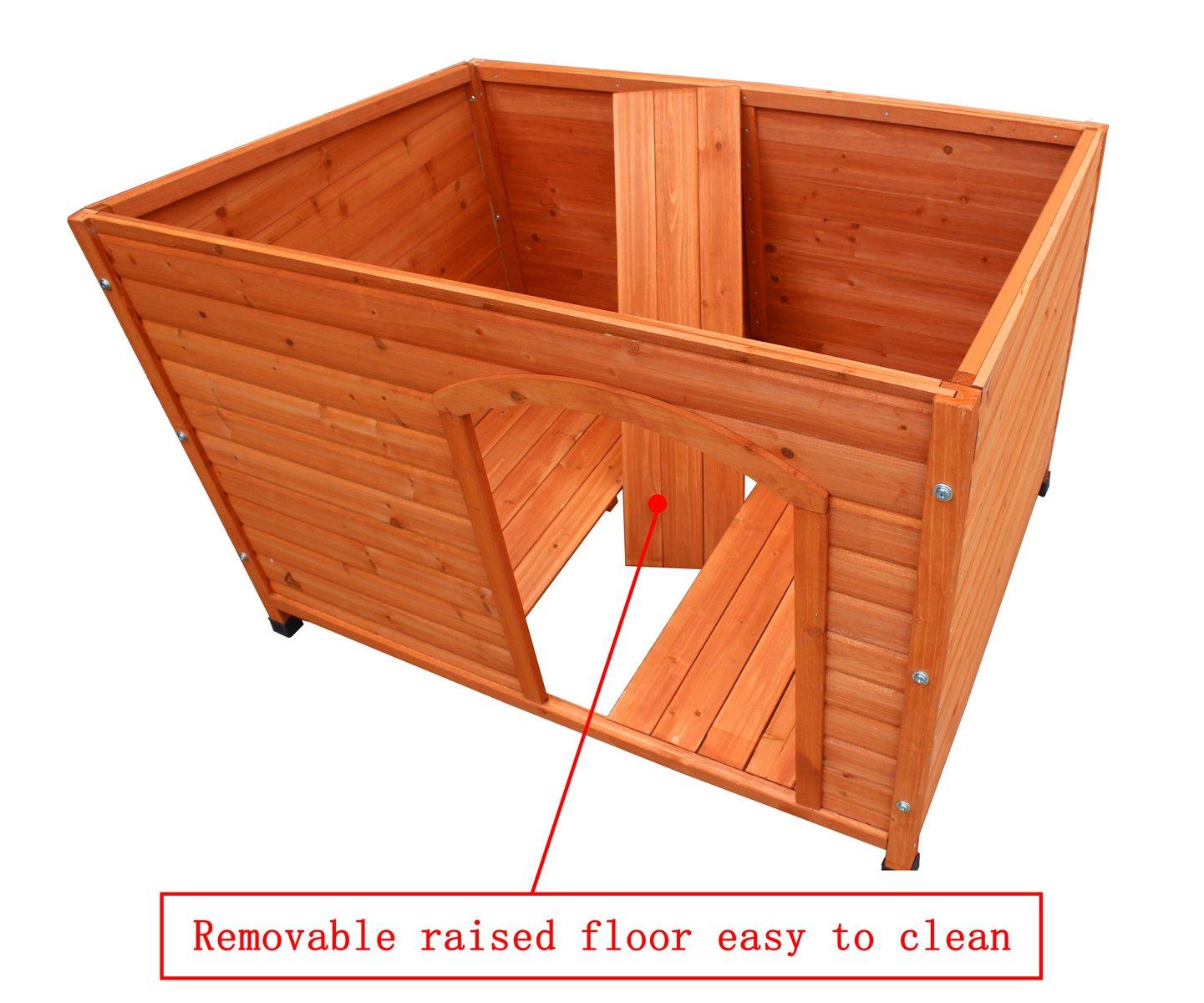 HiCaptain Waterproof Wooden Pet House Deluxe Solid Cedar Dog Kennel Universal Fits for Small Medium LarAnimals