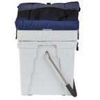 23 Qt. White and Blue Seat Hard Cooler with Removable Soft Cushioned Seat