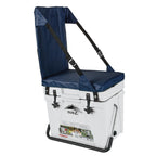 23 Qt. White and Blue Seat Hard Cooler with Removable Soft Cushioned Seat