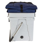 23 Qt. White and Blue Seat Hard Cooler with Removable Soft Cushioned Seat