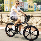 VKEKIEO 26 inch Adult Mountain Bikes,21 speed Full Suspension Folding Mountain Bicycle,6 spoke Magnesium Wheels,Black