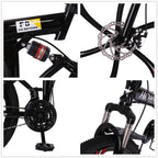 VKEKIEO 26 inch Adult Mountain Bikes,21 speed Full Suspension Folding Mountain Bicycle,6 spoke Magnesium Wheels,Black