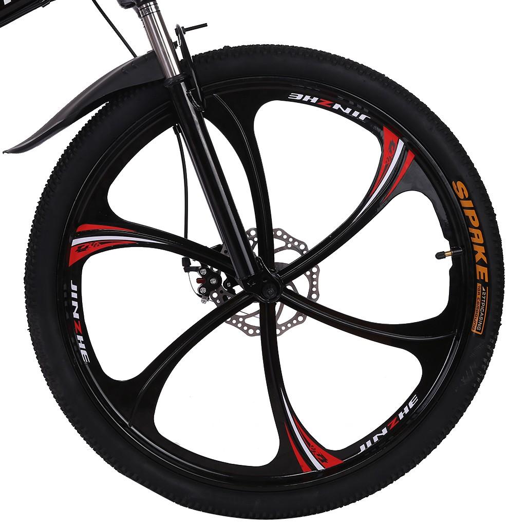 VKEKIEO 26 inch Adult Mountain Bikes,21 speed Full Suspension Folding Mountain Bicycle,6 spoke Magnesium Wheels,Black