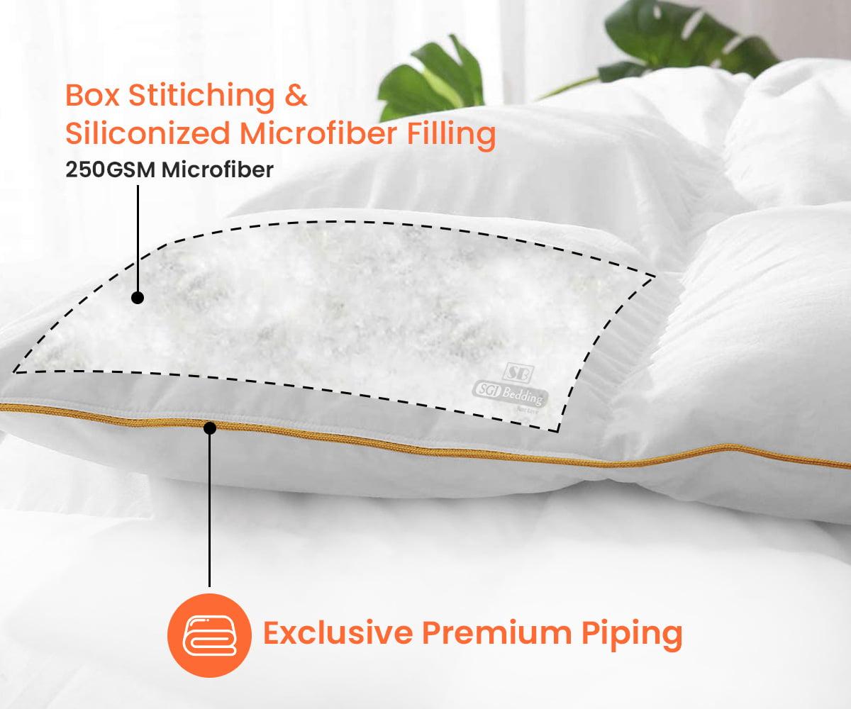 Twin XL Comforter Solid Peach 300 GSM Plush Siliconized Microfiber Fill Duvet Insert Box Stiched Quilted Fluffy Soft 600 TC Egyptian Cotton Shell with Piping &amp; Pillowcases