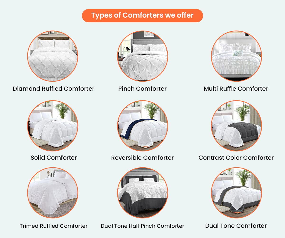 Twin Comforter Pinch Moss 300 GSM Plush Siliconized Microfiber Fill Duvet Insert Box Stiched Quilted Fluffy Soft 600 TC Egyptian Cotton Shell with Piping &amp; Pillowcases