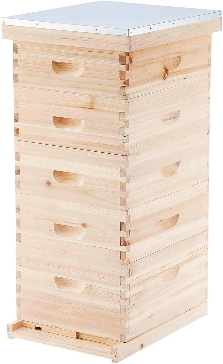 co-z 5 layer bee hive, beehive for honey, bee box beekeeping supplies, hive kit for starter beekeeper (no frames)