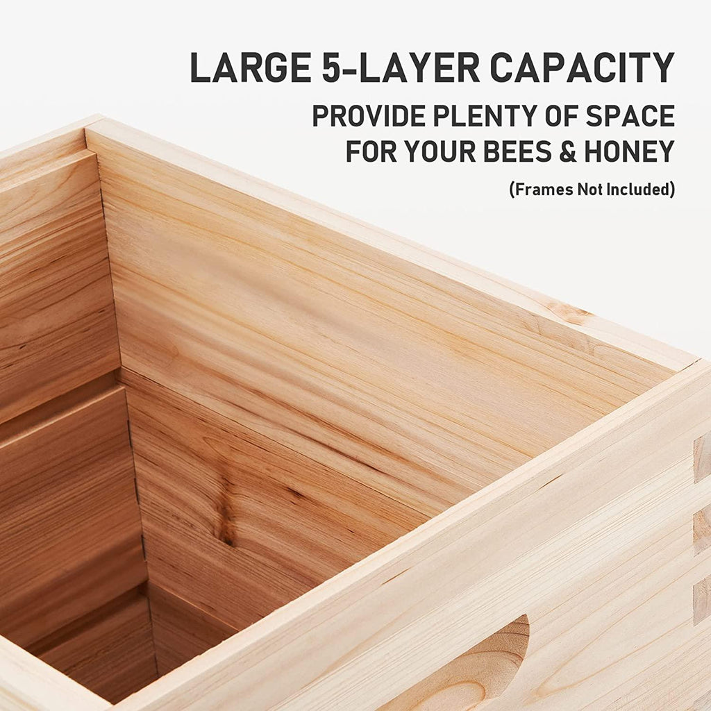 co-z 5 layer bee hive, beehive for honey, bee box beekeeping supplies, hive kit for starter beekeeper (no frames)