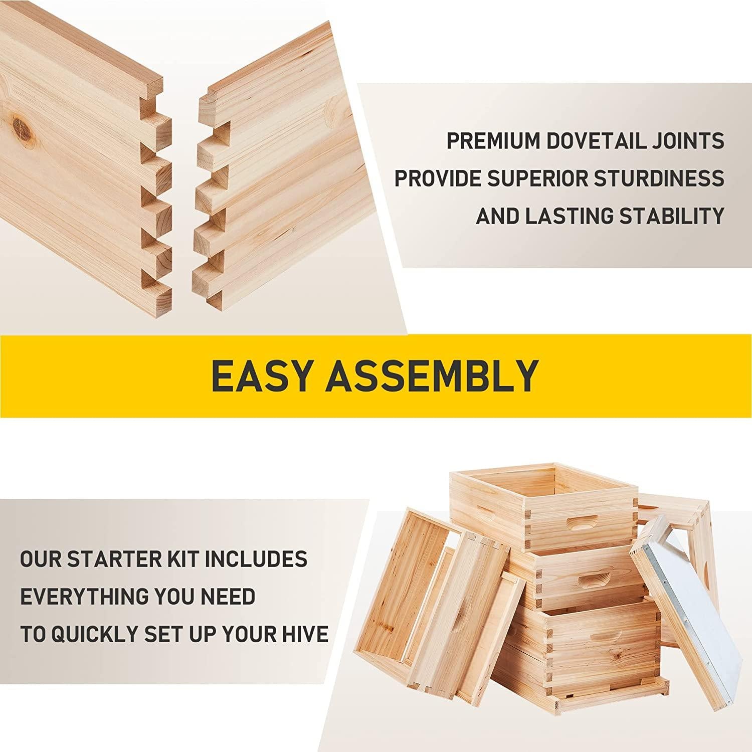 co-z 5 layer bee hive, beehive for honey, bee box beekeeping supplies, hive kit for starter beekeeper (no frames)