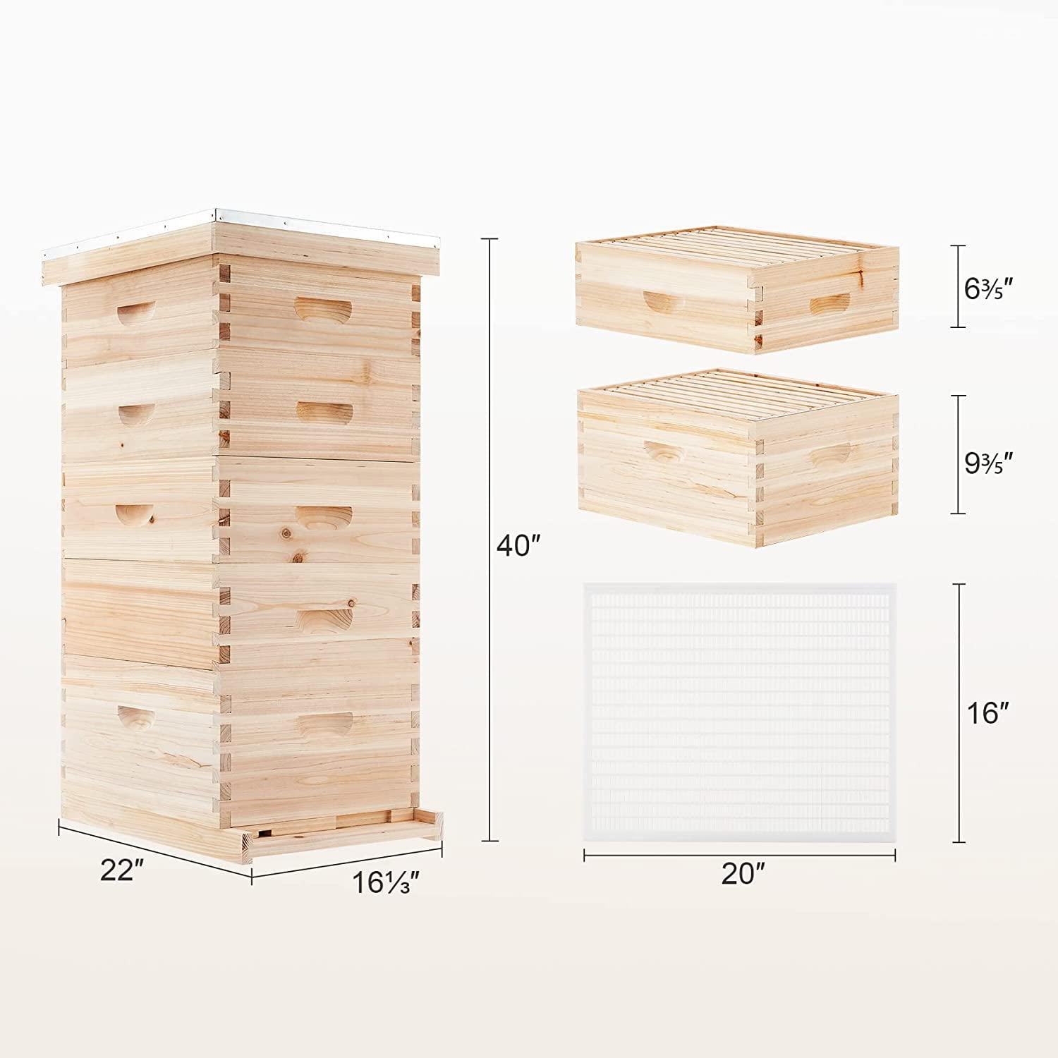 co-z 5 layer bee hive, beehive for honey, bee box beekeeping supplies, hive kit for starter beekeeper (no frames)
