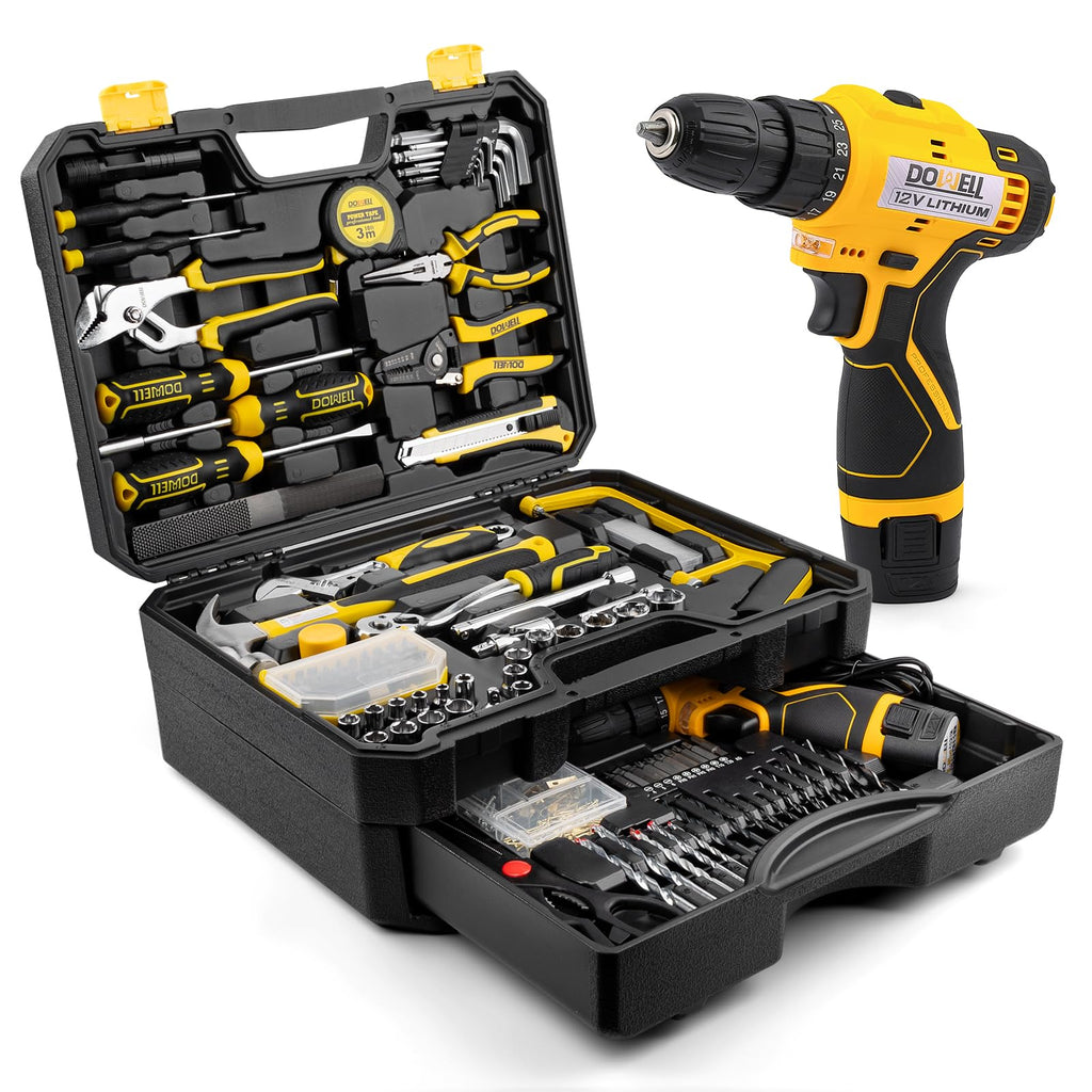 223-Piece Power Drill Tool Set, 12V Cordless Drill Driver Kit with Drawer Toolbox, Socket & Bit Set, Hex Keys, Wrench for Home Renovation, DIY Projects & GaraUse