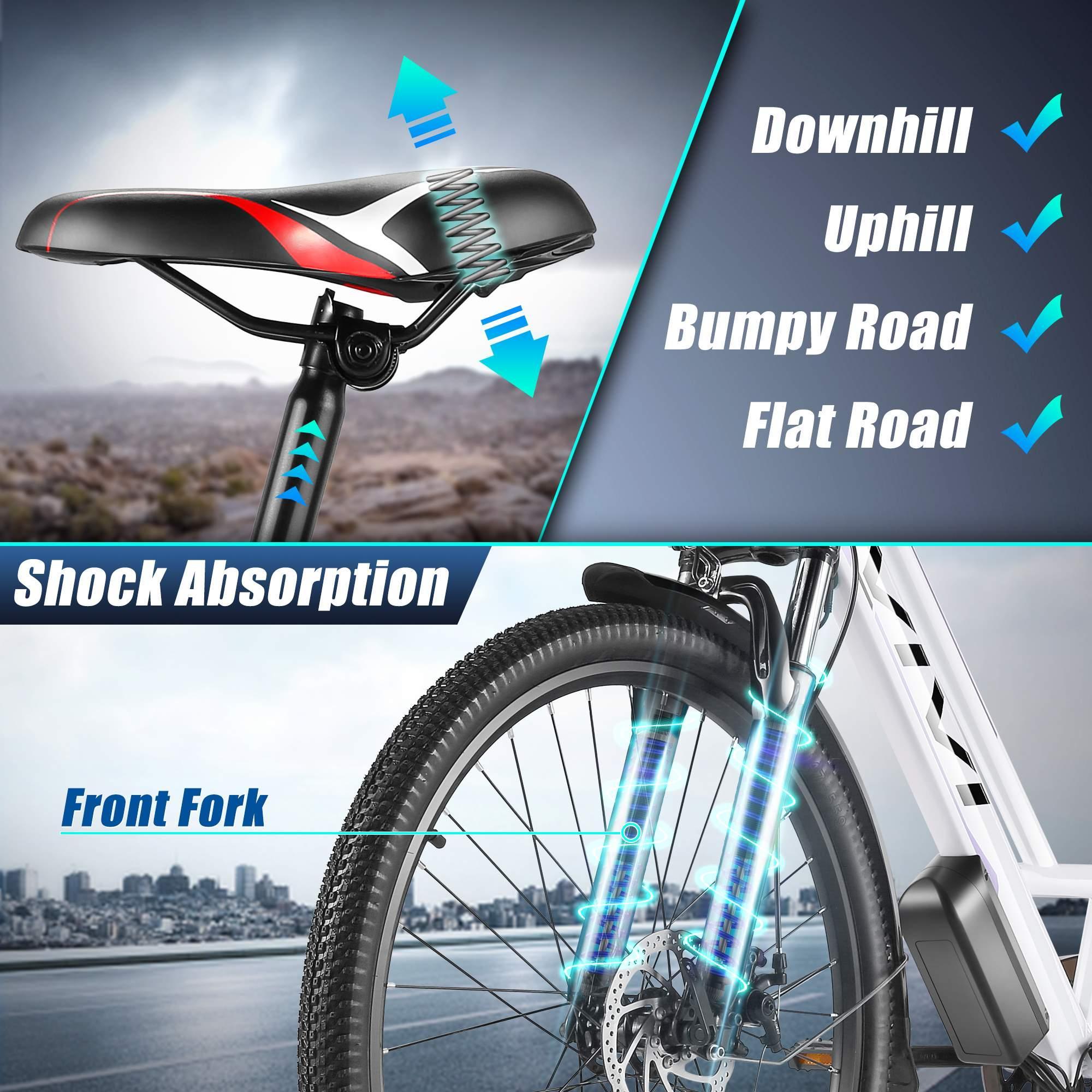 VIVI 26" Electric Bike, 350W City E-Bike, Adults Ebike with Removable 36V/8Ah Lithium-ion Battery, Max Speed 20MPH, Professional 7 Speed Commuter Bike
